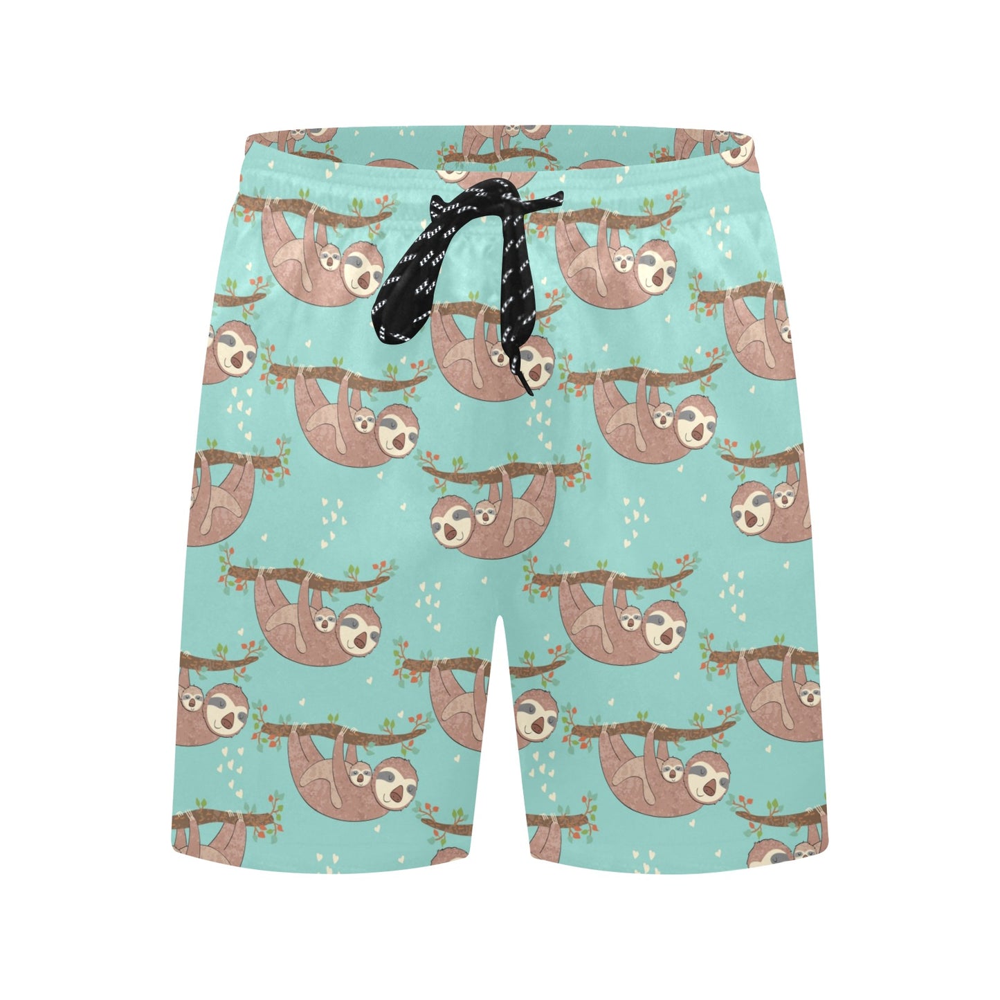 Sloth Print Design LKS302 Men's Swim Trunks Beach Shorts