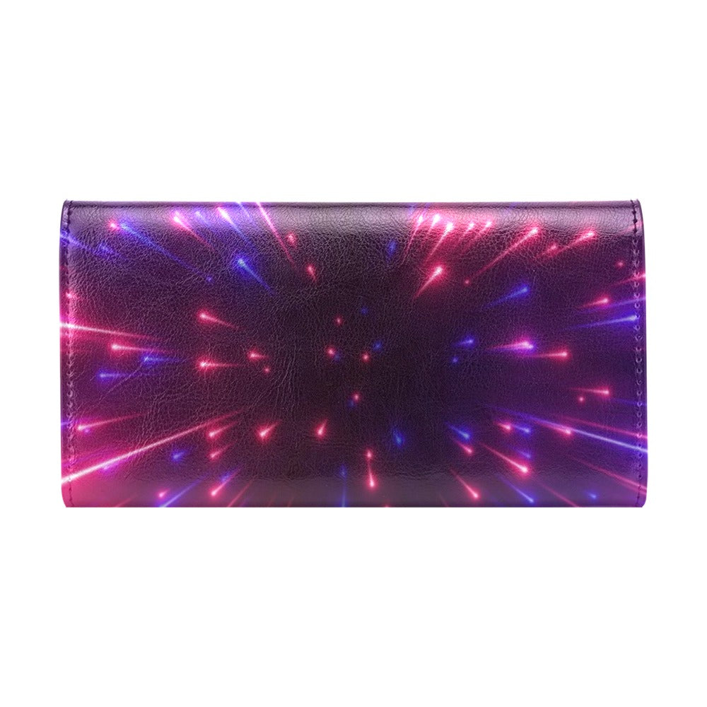 Celestial Purple Blue Neon Speed Light Women's Trifold Wallet