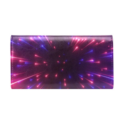 Celestial Purple Blue Neon Speed Light Women's Trifold Wallet