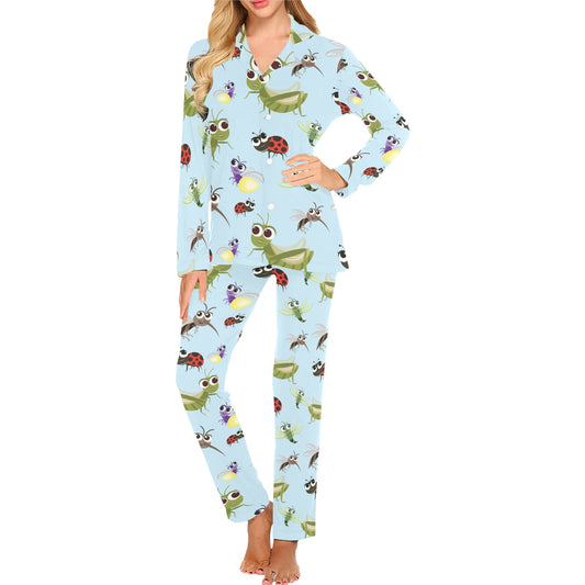 Ladybug Pattern Print Design 01 Women's Long Pajama Set