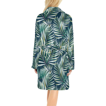Sun Spot Tropical Palm Leaves hower Curtain Women's Fleece Robe
