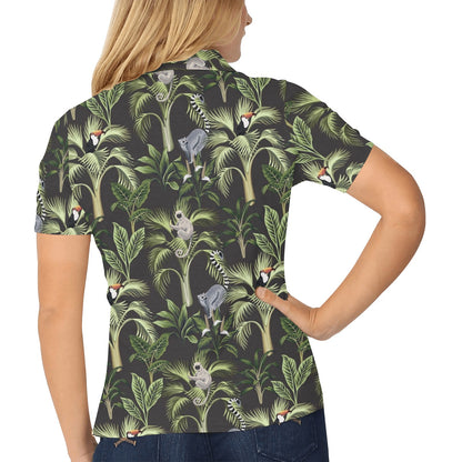 Rainforest Pattern Print Design RF05 Women's Polo Shirt