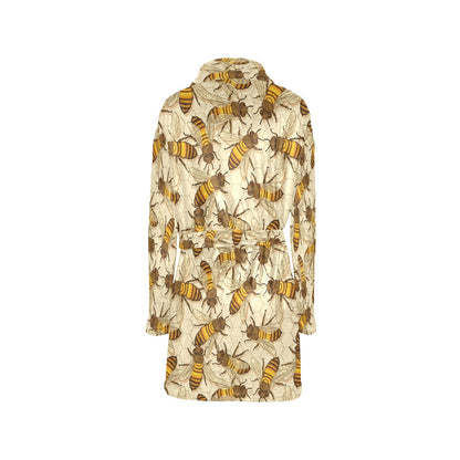 Bee Pattern Print Design BEE05 Women's Fleece Robe