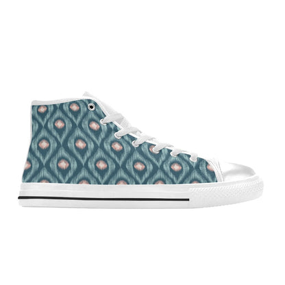 Ikat Print Design LKS402 Men's High Top Canvas Shoes