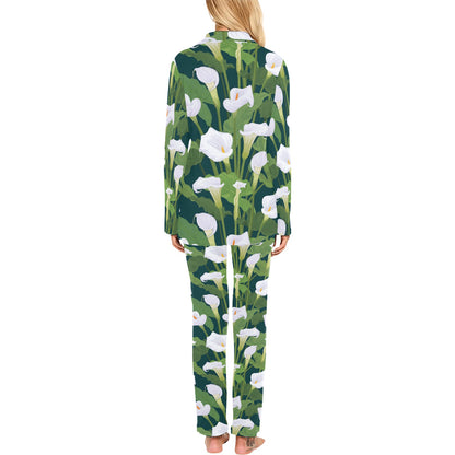 Lily Pattern Print Design 04 Women's Long Pajama Set
