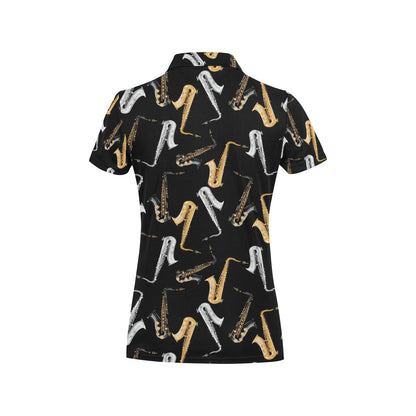 Saxophone Pattern Print Design 01 Women's Polo Shirt