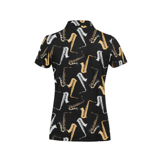 Saxophone Pattern Print Design 01 Women's Polo Shirt