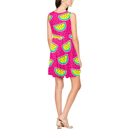 Watermelon Pattern Print Design WM04 Sleeveless Dress