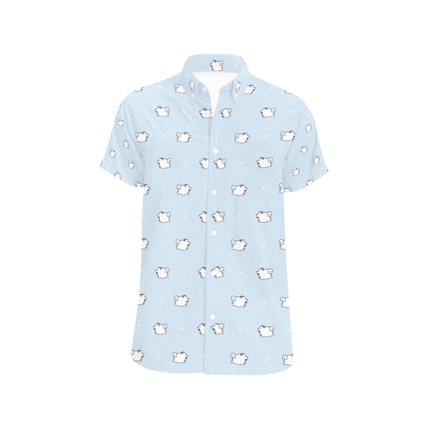 Samoyeds Print Design LKS302 Men Short Sleeve Button Up Shirt