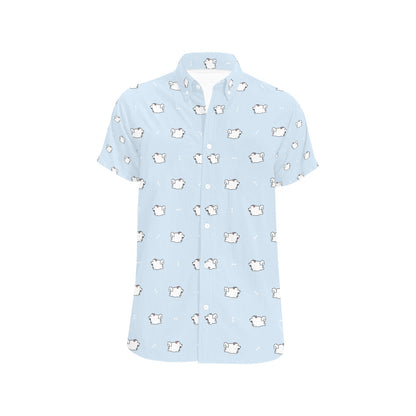 Samoyeds Print Design LKS302 Men Short Sleeve Button Up Shirt