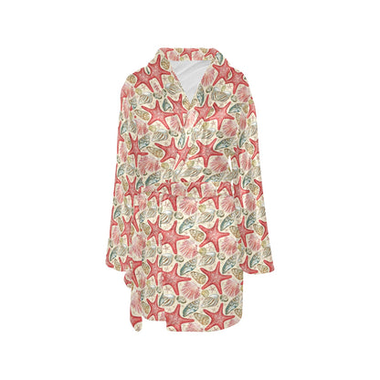 Seashell Print Design LKS301 Women's Fleece Robe