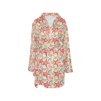 Seashell Print Design LKS301 Women's Fleece Robe