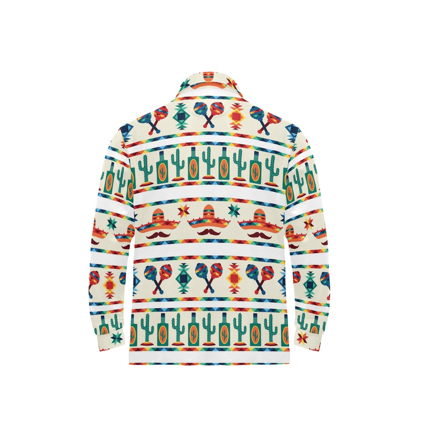 Maracas Mexican Pattern Print Design 01 Long Sleeve Polo Shirt For Men's
