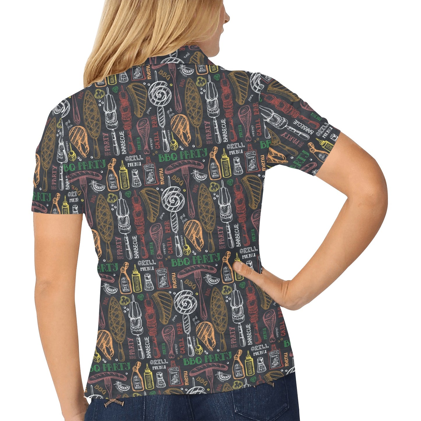 Barbecue Pattern Print Design 03 Women's Polo Shirt