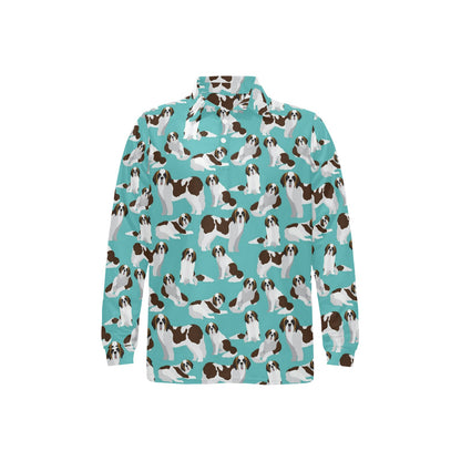 St Bernards Print Design LKS302 Long Sleeve Polo Shirt For Men's