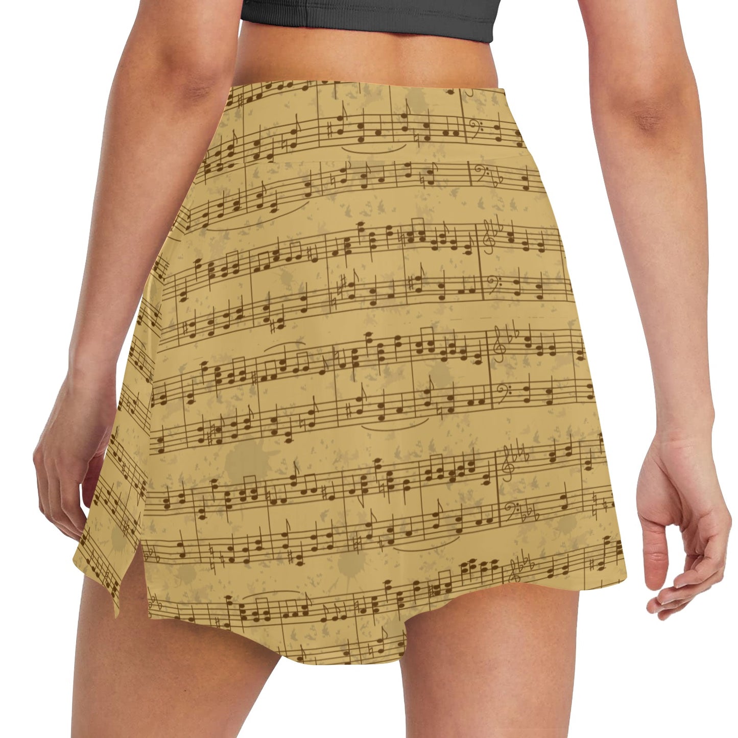 Music Note Vintage Themed Print 17" Golf & Pickleball Skort with Pockets