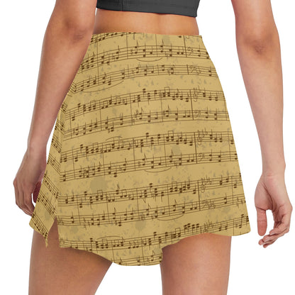 Music Note Vintage Themed Print 17" Golf & Pickleball Skort with Pockets