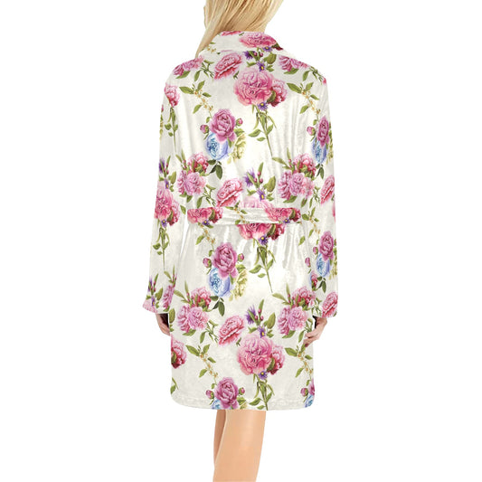 Carnations Pattern Print Design CN02 Women's Fleece Robe