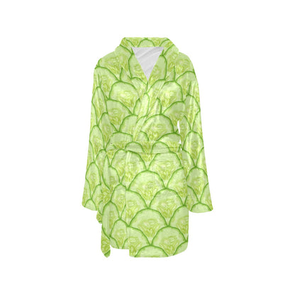 Cucumber Pattern Print Design CC04 Women's Fleece Robe