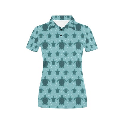 Sea Turtle Print Design LKS305 Women's Polo Shirt