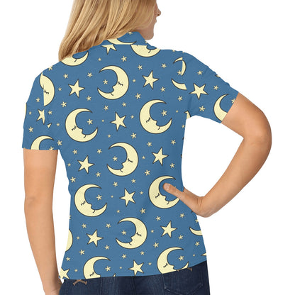 Moon Night Pattern Print Design 03 Women's Polo Shirt