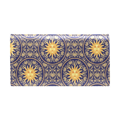 Celestial Gold Sun Face Women's Trifold Wallet