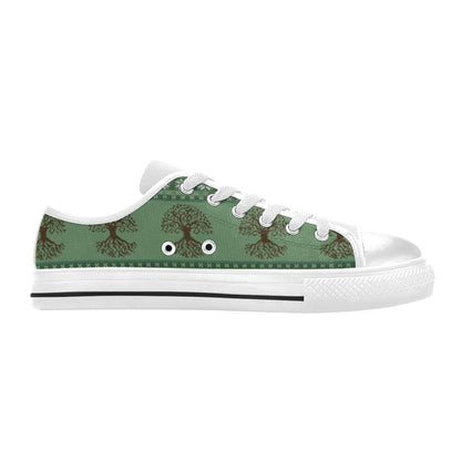 Tree Of Life Knit Style Print Design LKS301 Women's White Low Top Shoes