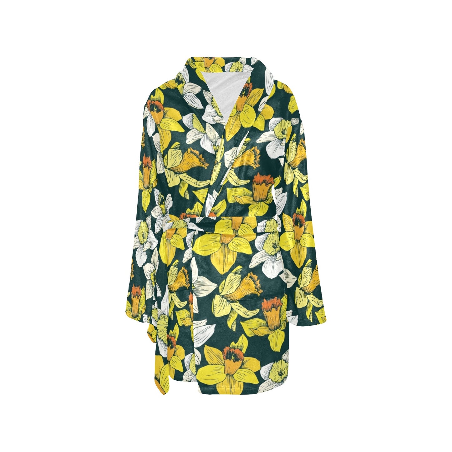 Daffodils Pattern Print Design DF02 Women's Fleece Robe