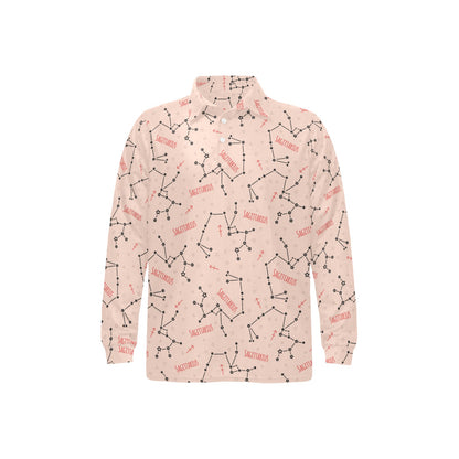 Sagittarius Star Print Design LKS302 Long Sleeve Polo Shirt For Men's