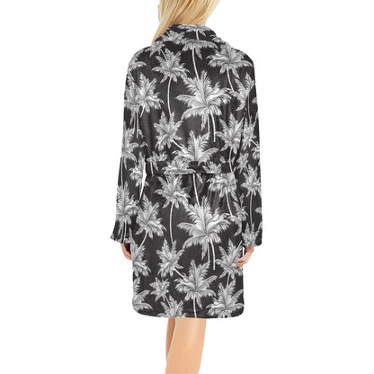 Palm Tree Pattern Print Design PT03 Women's Fleece Robe