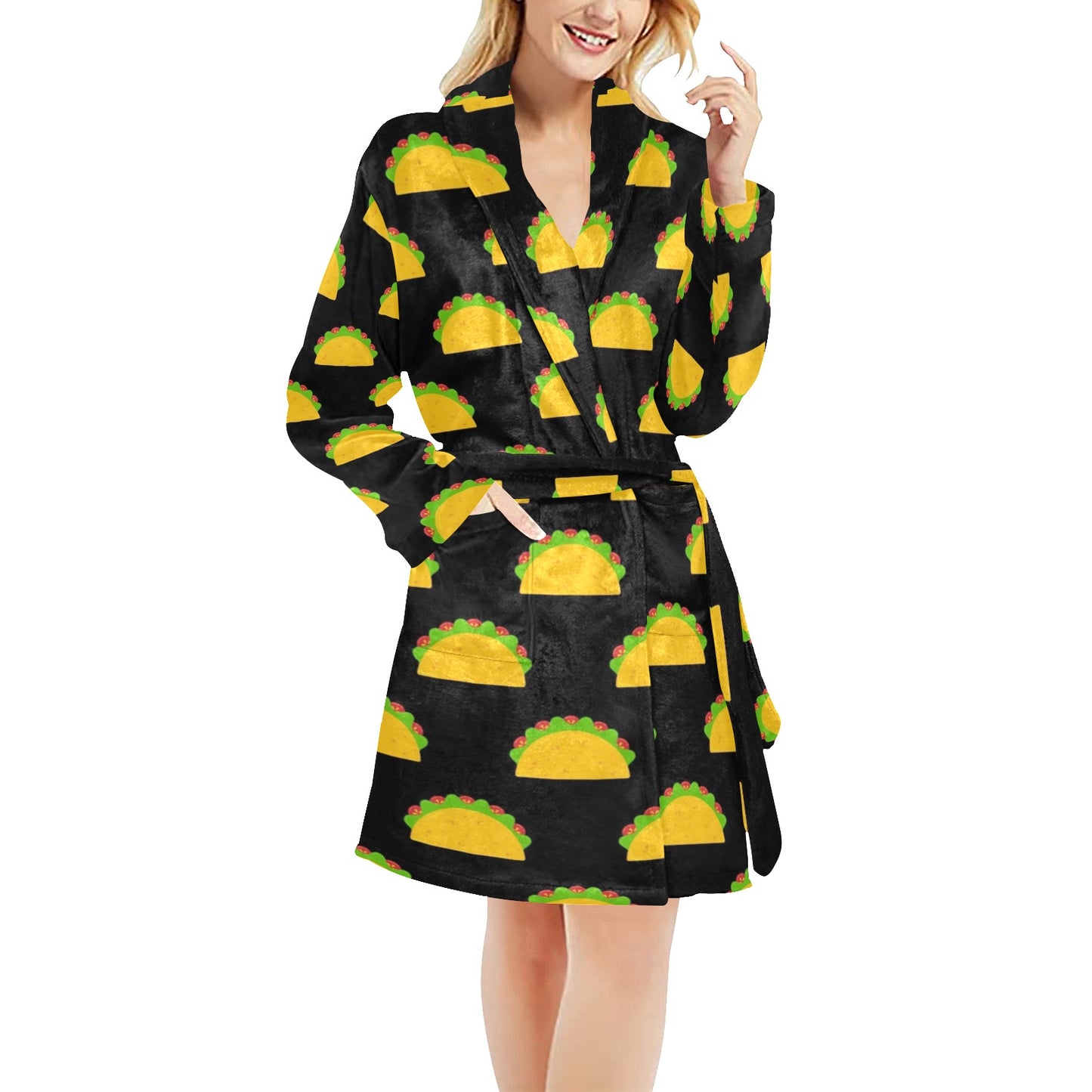 Taco Pattern Print Design TC06 Women's Fleece Robe