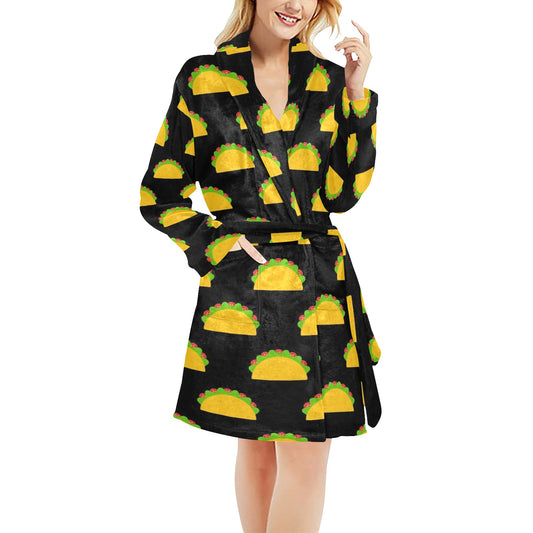 Taco Pattern Print Design TC06 Women's Fleece Robe