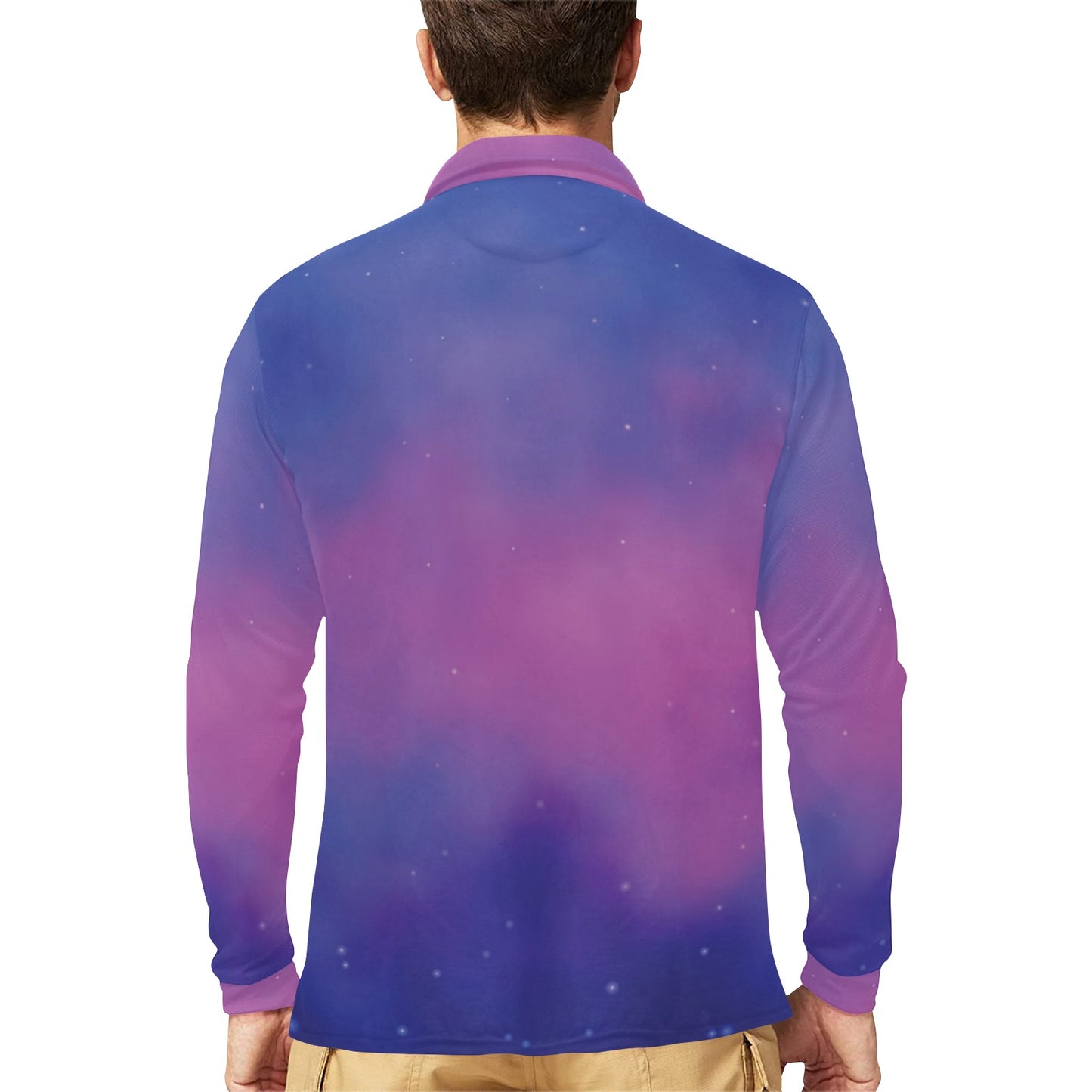 Nebula Pattern Print Design A05 Long Sleeve Polo Shirt For Men's