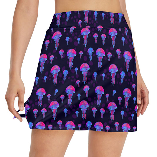 Jellyfish Neon Print 17" Golf & Pickleball Skort with Pockets