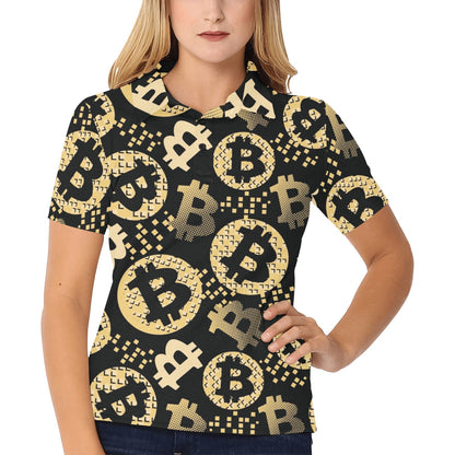 Bitcoin Pattern Print Design DO06 Women's Polo Shirt