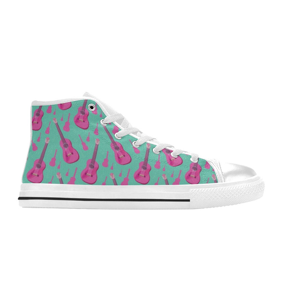 Acoustic Guitar Print Design LKS405 Men's High Top Canvas Shoes