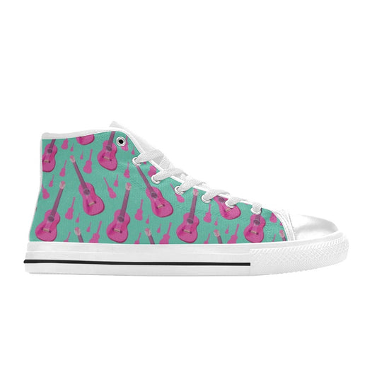 Acoustic Guitar Print Design LKS405 Men's High Top Canvas Shoes