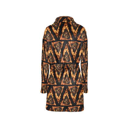 Eye of Horus in Flame Print Women's Fleece Robe