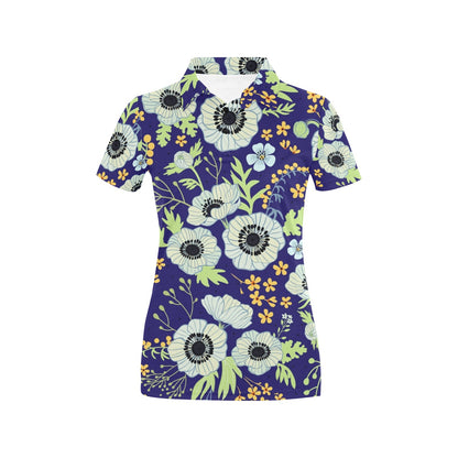 Anemone Pattern Print Design AM06 Women's Polo Shirt
