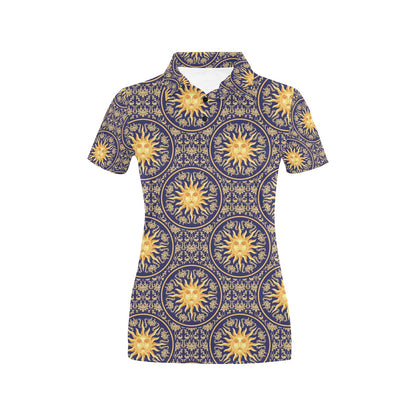 Celestial Gold Sun Face Women's Polo Shirt