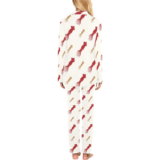 Giant Squid Pattern Print Design 01 Women's Long Pajama Set