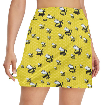 Bee Cute Print Design LKS308 17" Golf & Pickleball Skort with Pockets