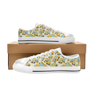 School Bus Print Design LKS301 Women's White Low Top Shoes