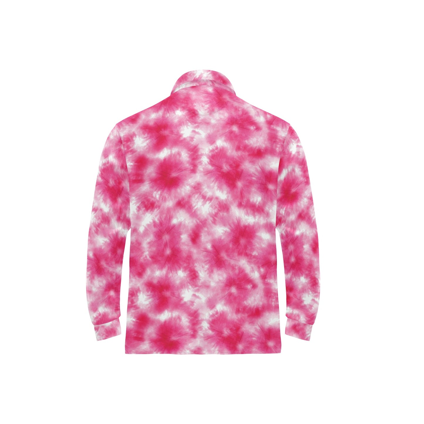 Tie Dye Pink Print Design LKS304 Long Sleeve Polo Shirt For Men's