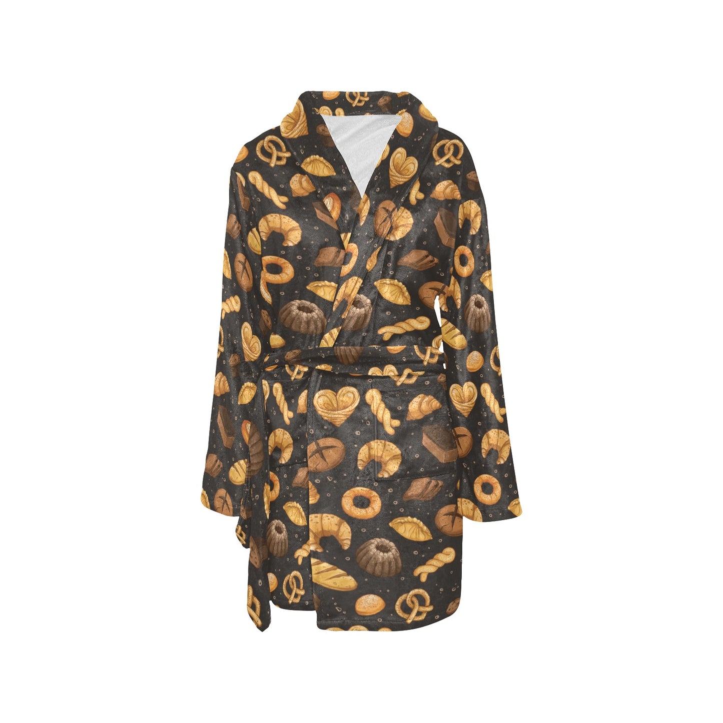 Bread Pattern Print Design 05 Women's Fleece Robe
