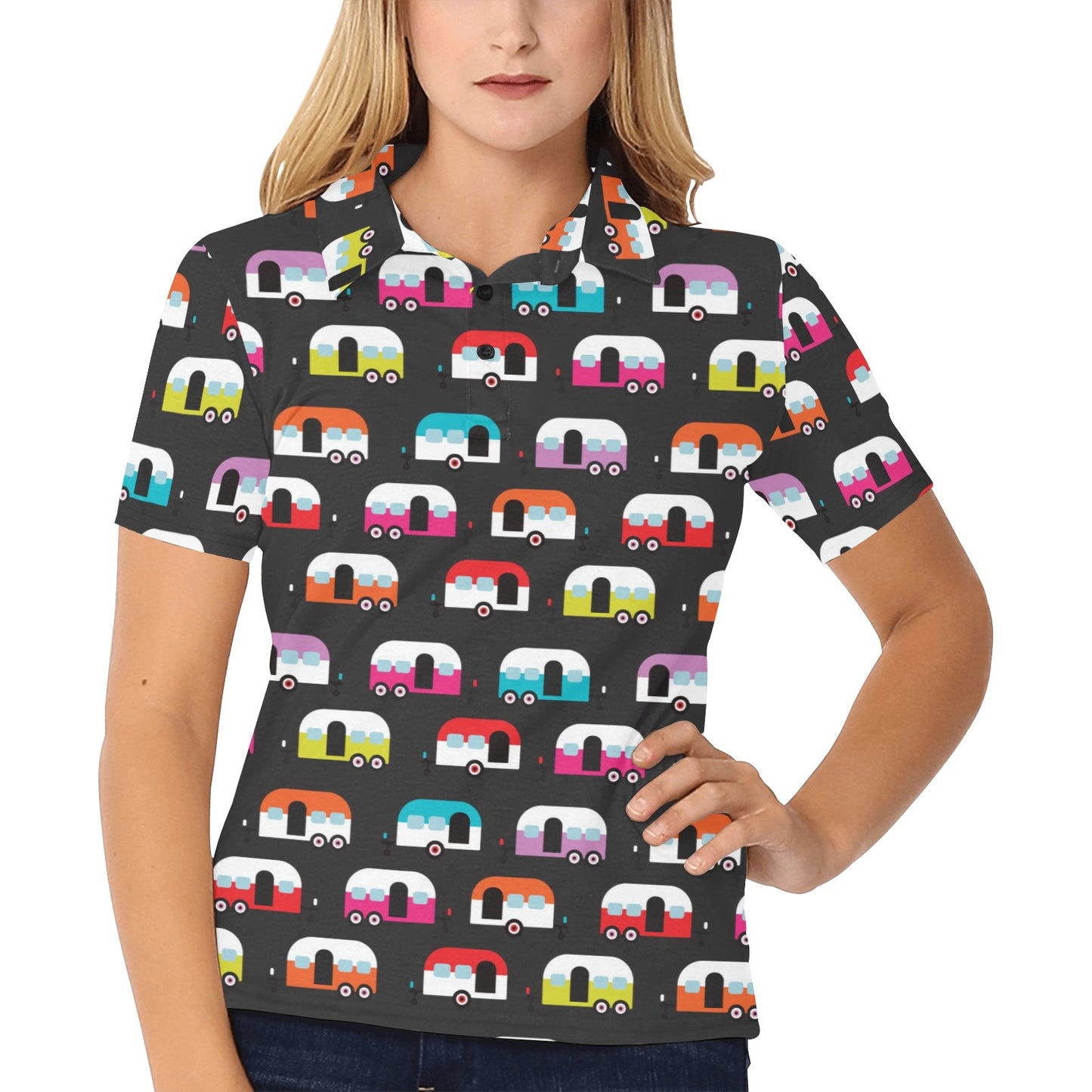 Camper Caravan Pattern Women's Polo Shirt