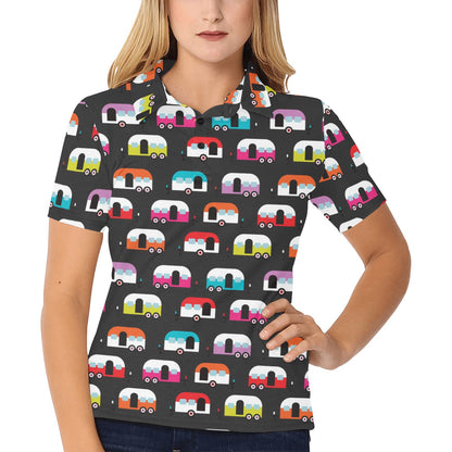 Camper Caravan Pattern Women's Polo Shirt