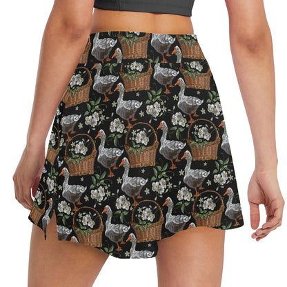 Goose Print Design LKS406 17" Golf & Pickleball Skort with Pockets