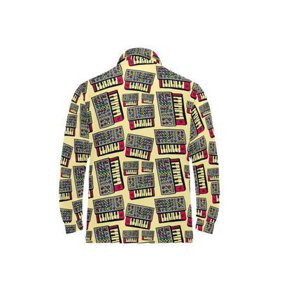 Synthesizer Pattern Print Design 01 Long Sleeve Polo Shirt For Men's