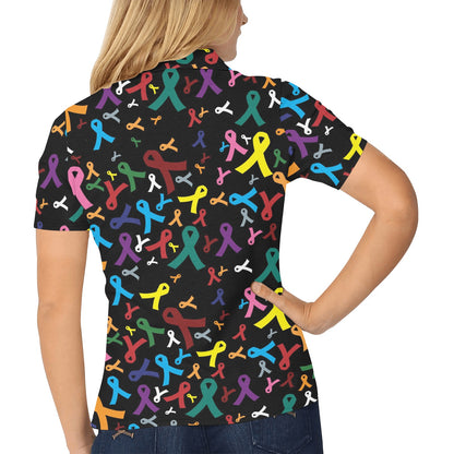 Cancer Awareness Pattern Print Design 03 Women's Polo Shirt